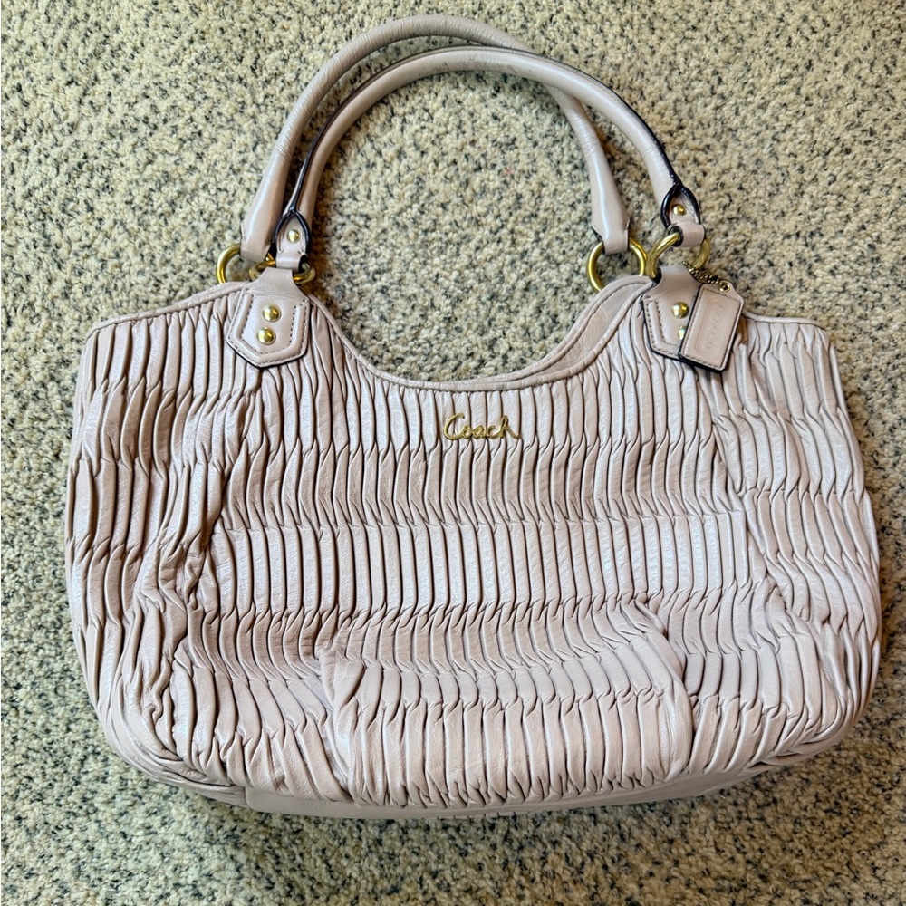 Coach Blush Ruched Leather Shoulder Bag